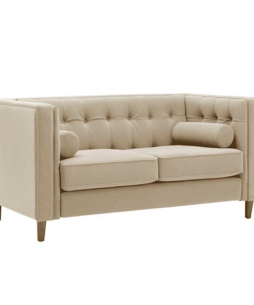 Brew Tuxedo Faux Leatherette Sofa with Accent Pillows - Oak Inside