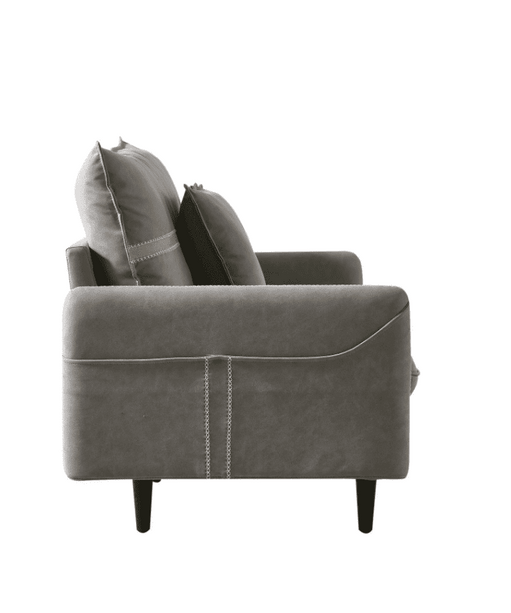 Mexico Straight Line Sofa Set in Grey Color - Oak Inside