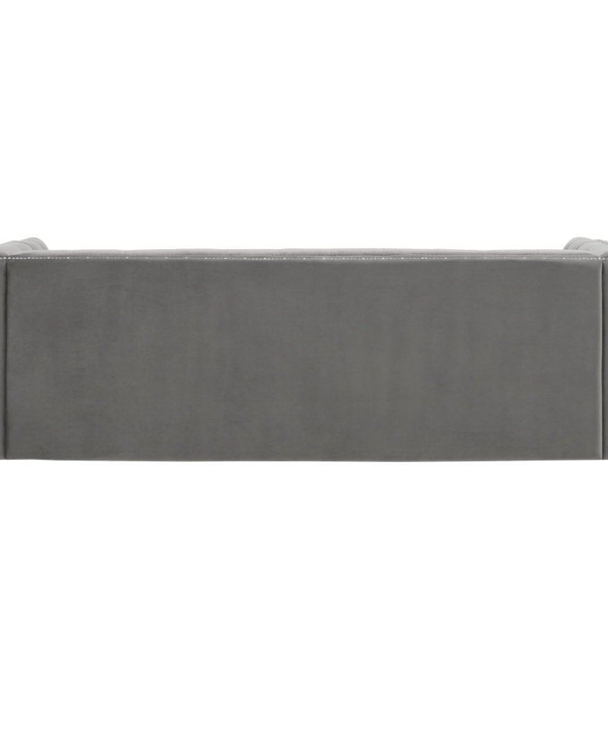 Silver Orchid Jewel-tuft Grey Suede Seating with Nailhead - Oak Inside