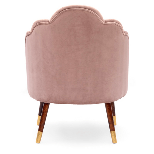 Peacock Suede Accent Chair - Oak Inside