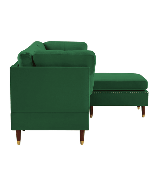 Glossy Sectional Suede Sofa Set With Ottoman - Oak Inside
