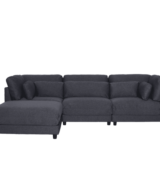 Ronald Sectional Sofa Set in Charcoal Color - Oak Inside