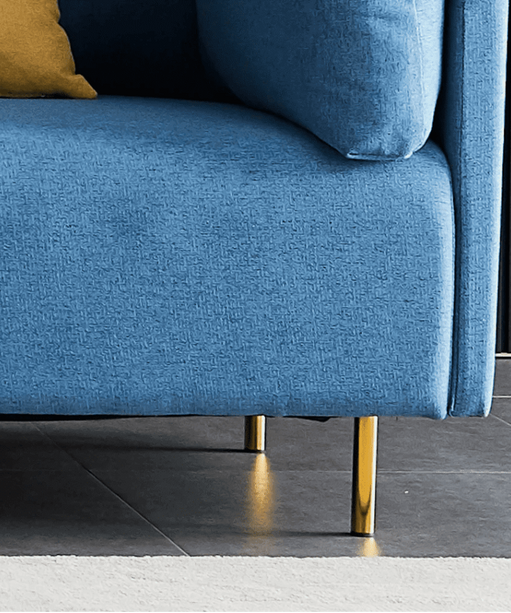 Ronaldo Sectional Sofa Set in Blue Color With Ottoman - Oak Inside