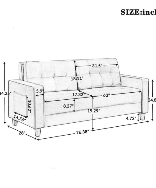 Comfortable Modern Sofa Set for Home Living Room - Oak Inside
