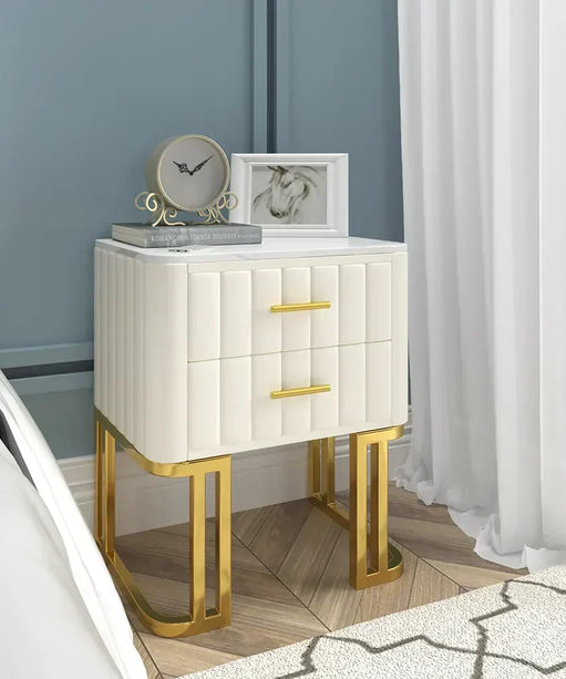 Gello Side Table in 2 Drawers in SS Frame