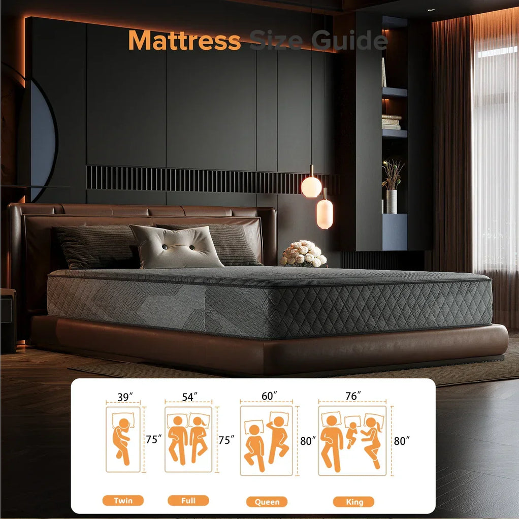Premium Memory Foam Hybrid Mattress Cooling and Breathable - 10 Inches