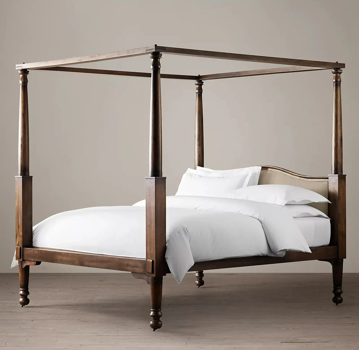 Mid Century Solid Wood Luxury Poster Bed in Dark Brown
