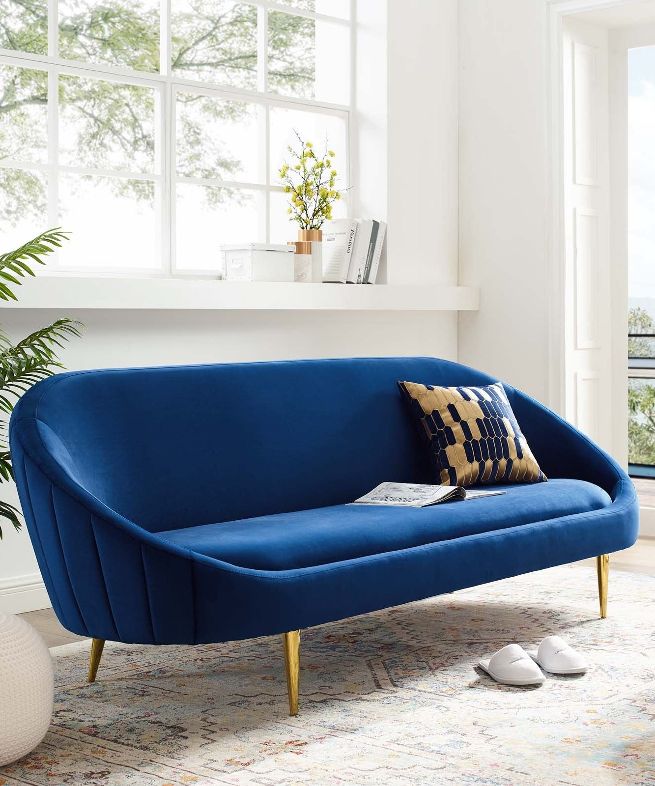Subline Luxury Mid-Century Sofa In Suede