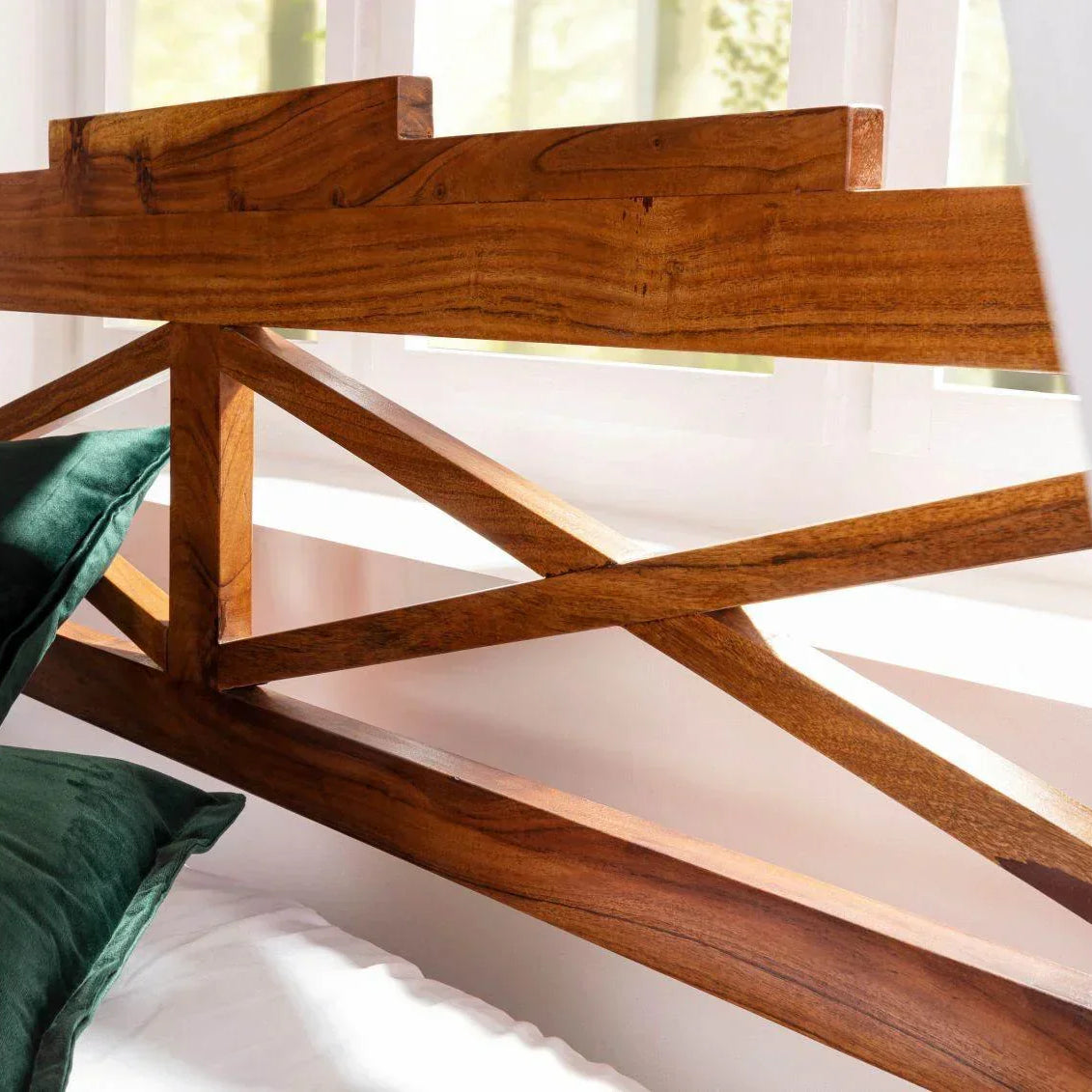 Erica Sheesham Wood Luxury Poster Bed in Honey Oak
