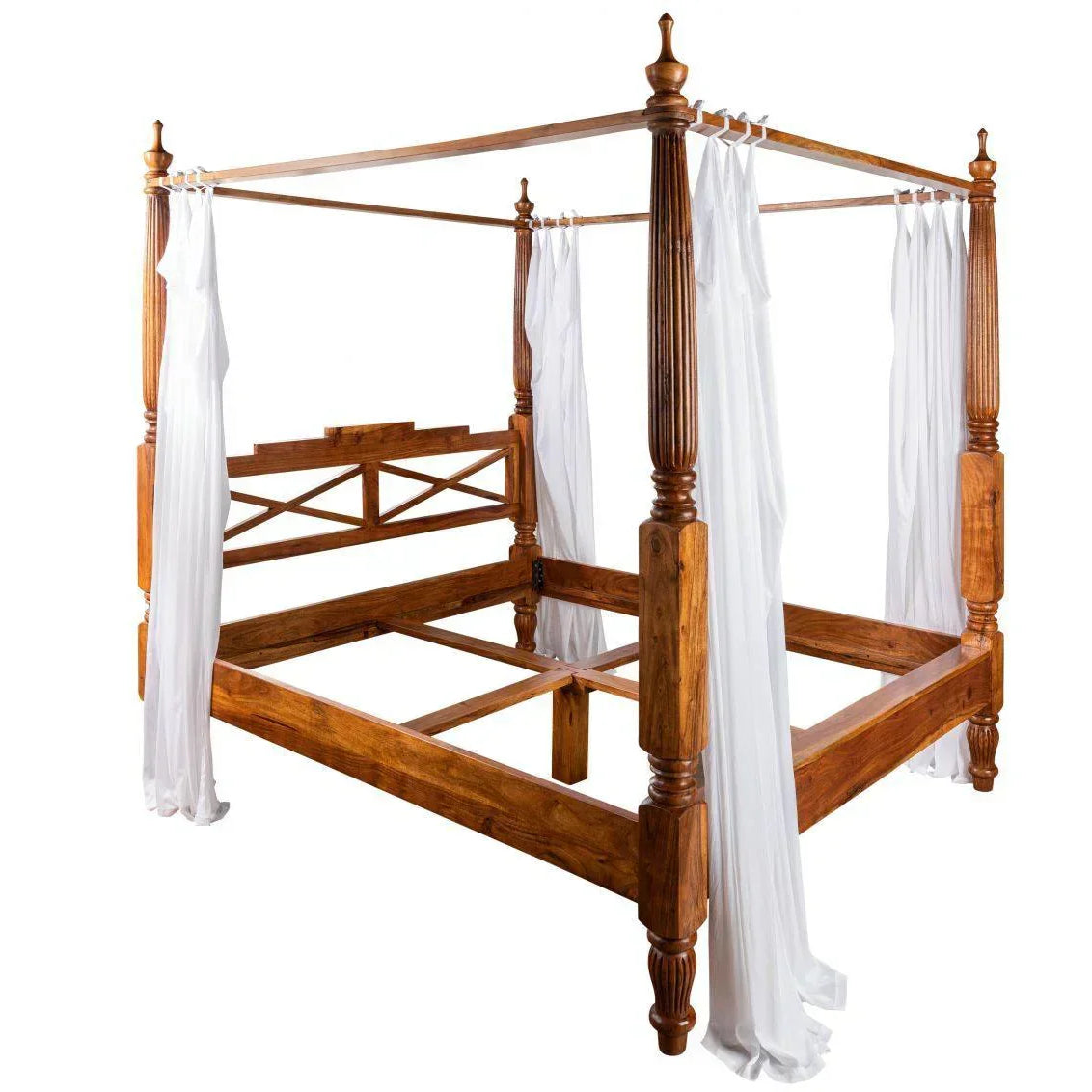 Erica Sheesham Wood Luxury Poster Bed in Honey Oak