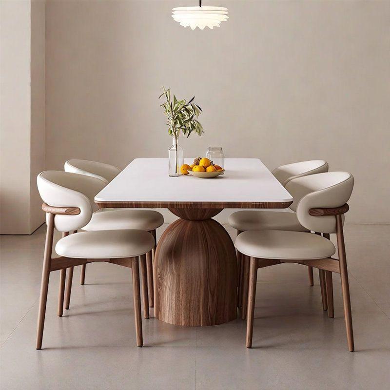 European Square Premium Teak Wood Dining Table Set in Natural Color