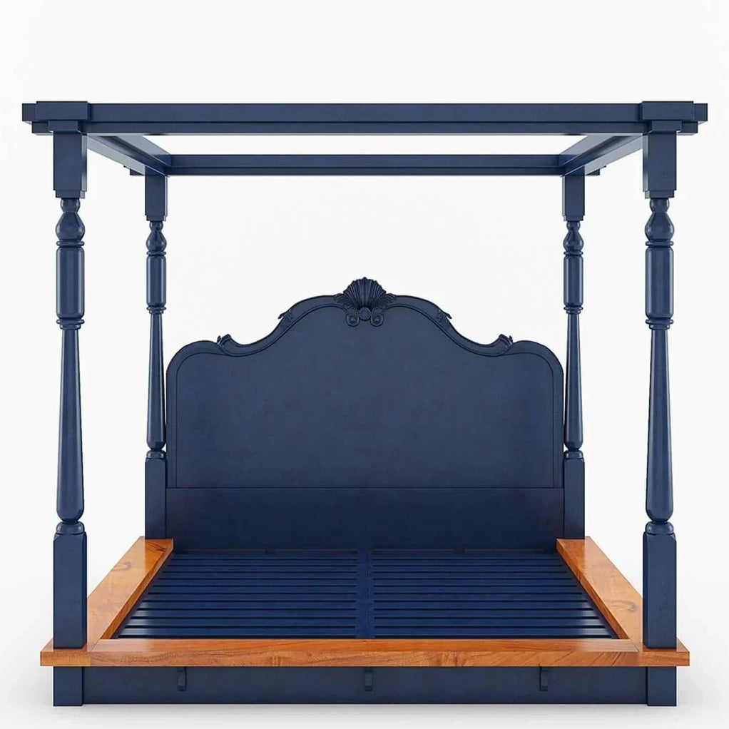 Florance Solid Wood Luxury Poster Bed in Honey Oak