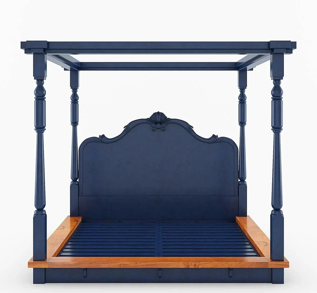 Florance Solid Wood Luxury Poster Bed in Honey Oak