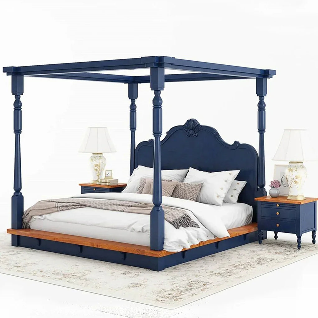 Florance Solid Wood Luxury Poster Bed in Honey Oak