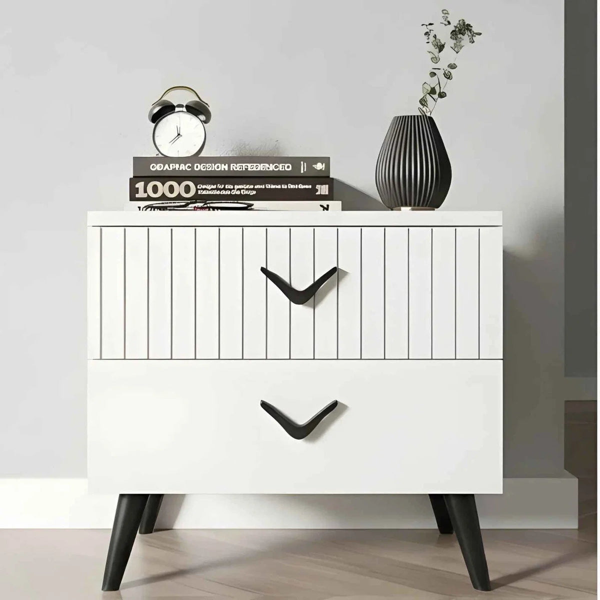 Lunaro Solid Wood Bedside Table with Storage