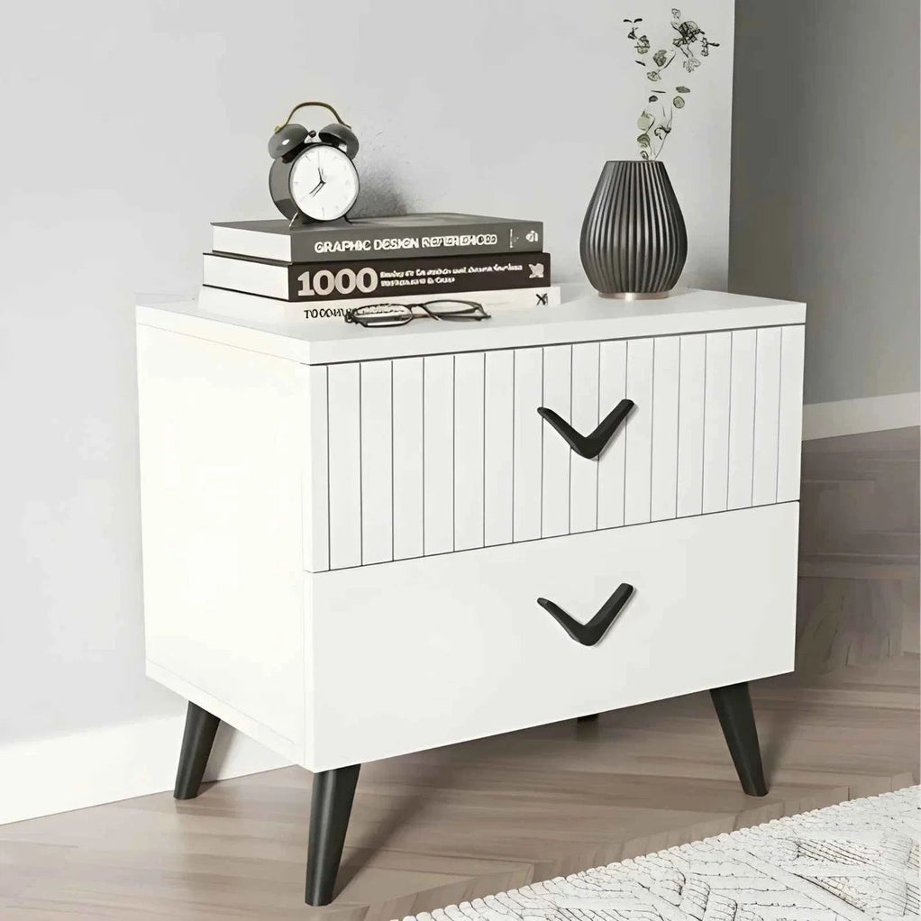 Lunaro Solid Wood Bedside Table with Storage