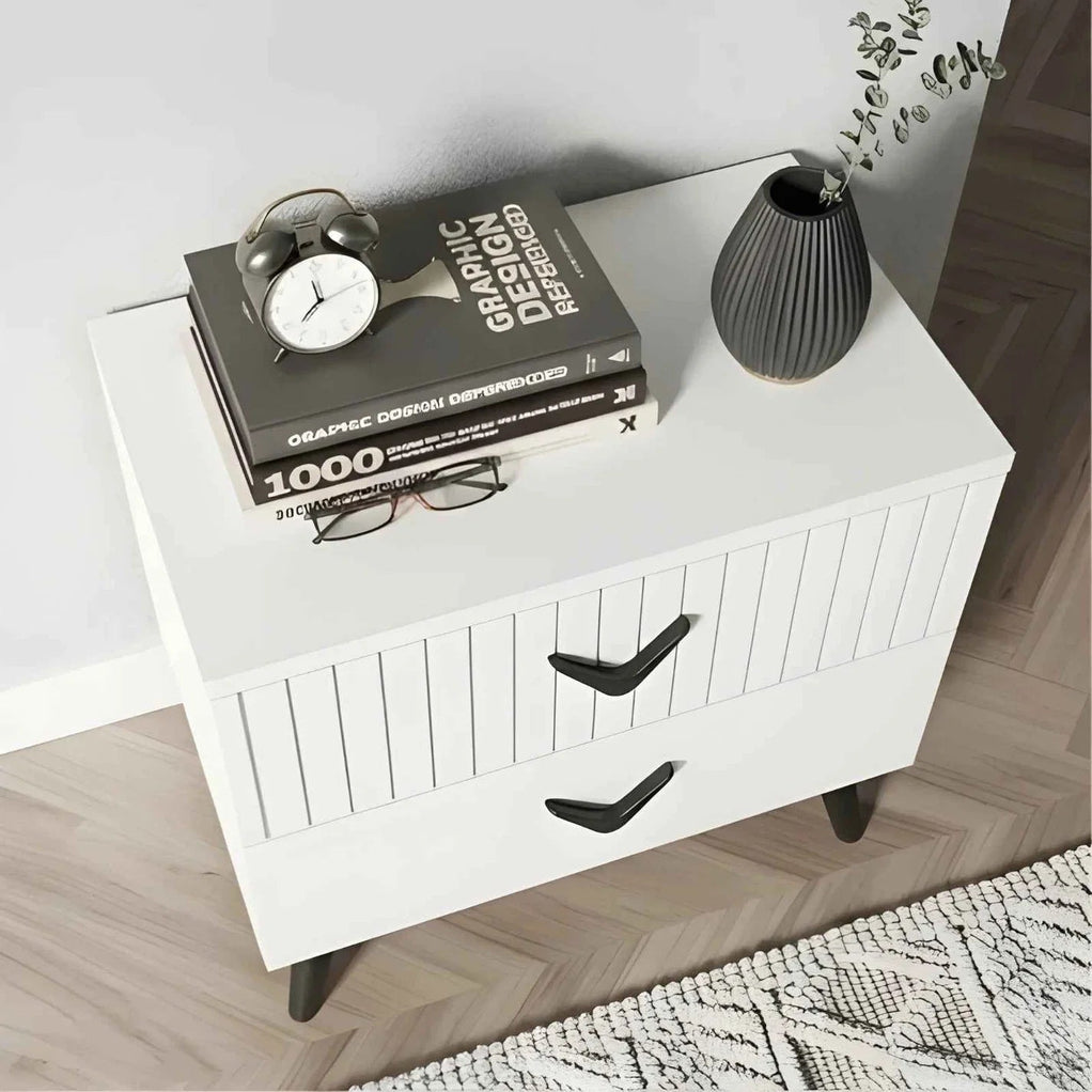 Lunaro Solid Wood Bedside Table with Storage