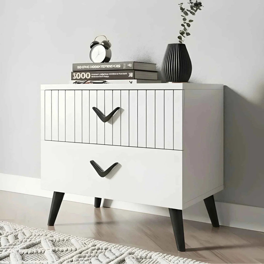 Lunaro Solid Wood Bedside Table with Storage
