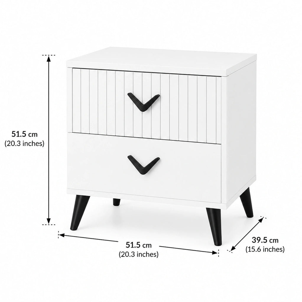 Lunaro Solid Wood Bedside Table with Storage