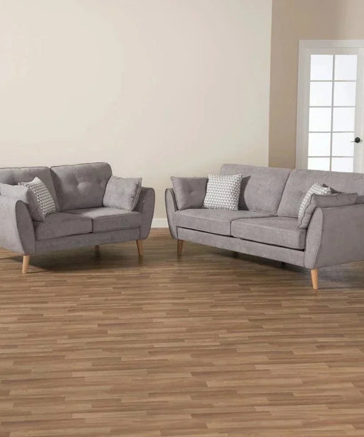 Baxton Straight Line Sofa Set in Suede - Oak Inside