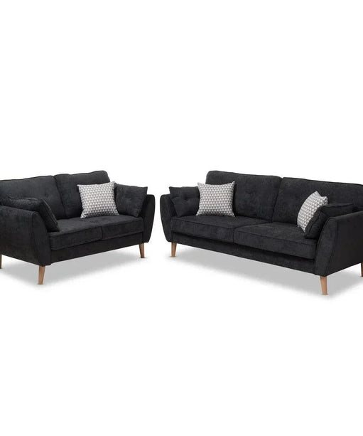 Baxton Straight Line Sofa Set in Suede - Oak Inside