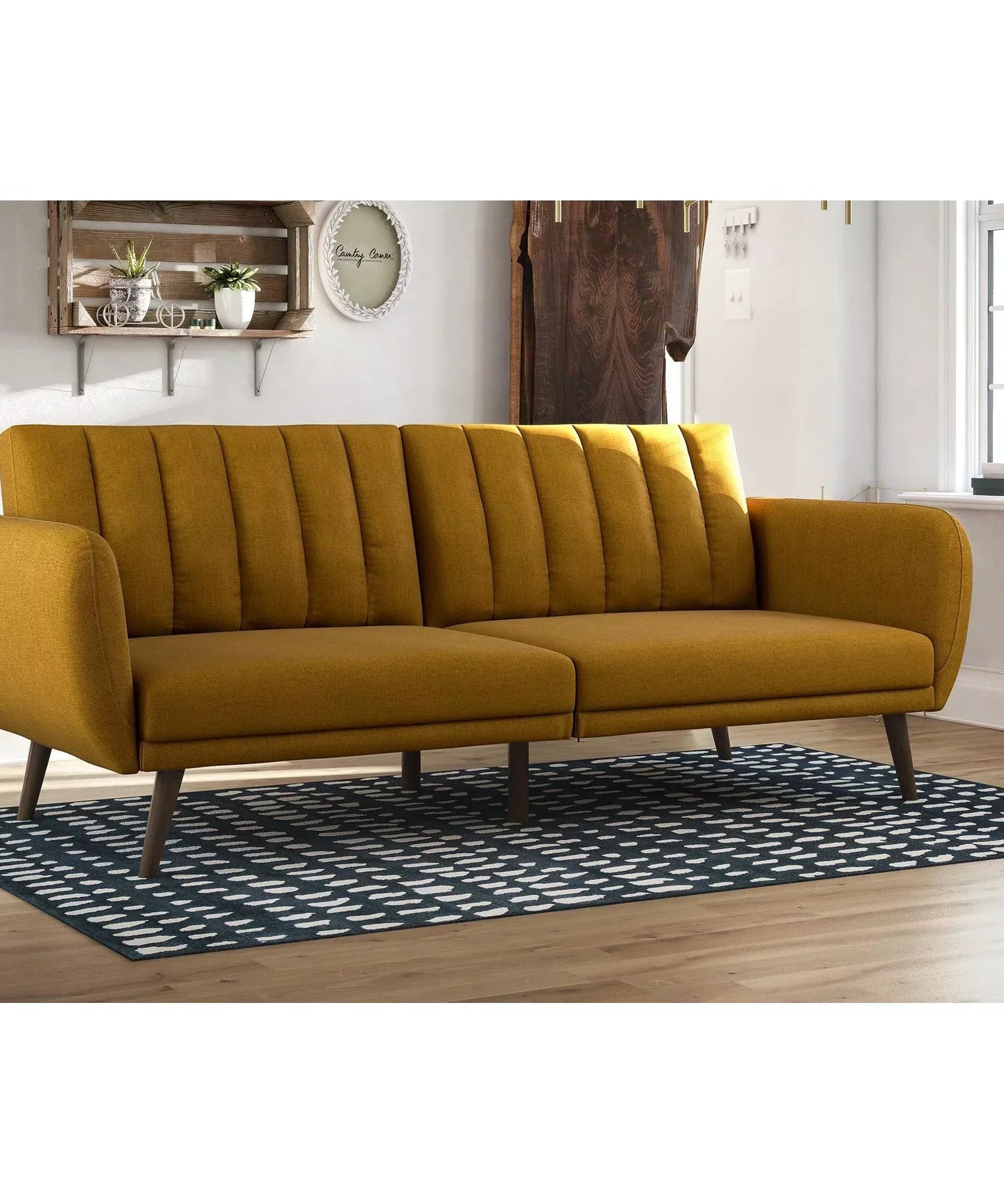 Brittan Luxury Mid-Century Sofa In Suede