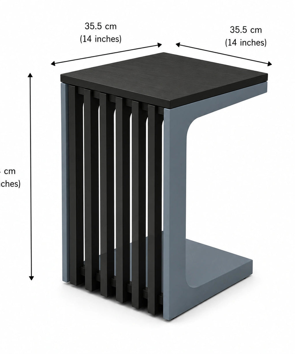 OpalAura Design C Shaped Solid Wood Side Table