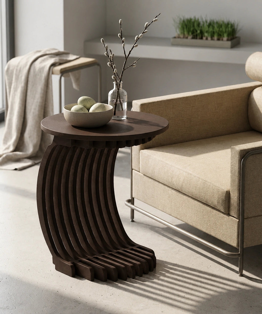MajesticNest C Shape Solid Wood Side Table