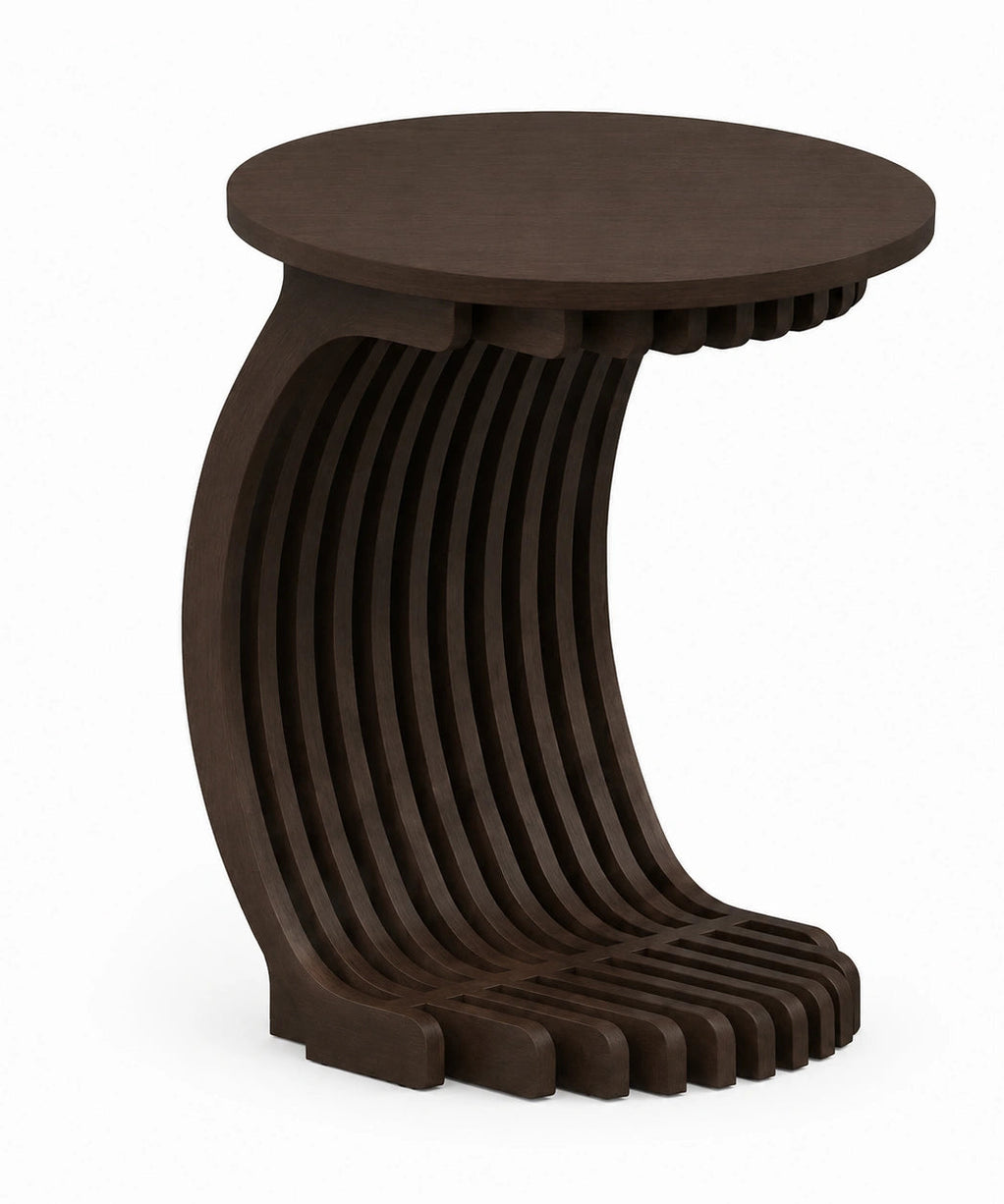 MajesticNest C Shape Solid Wood Side Table