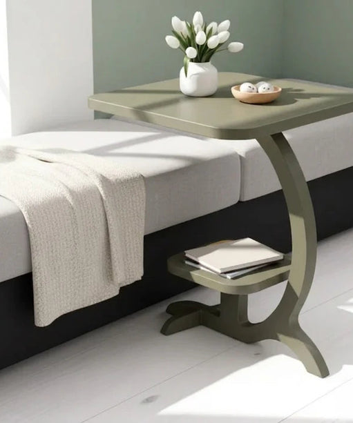 PrimeLuxeC Shaped Solid Wooden Side Table