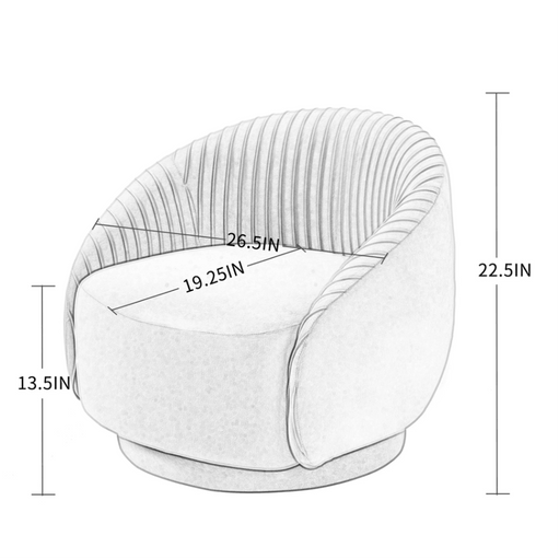 Barrel Arm Chair Embossing Fleece Upholstered Accent Sofa Chair - Oak Inside