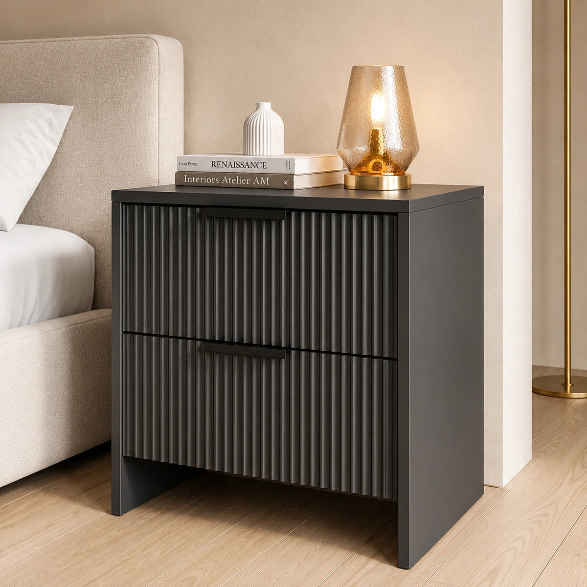Prestige Solid Wood Side Table with Storage Cabinet