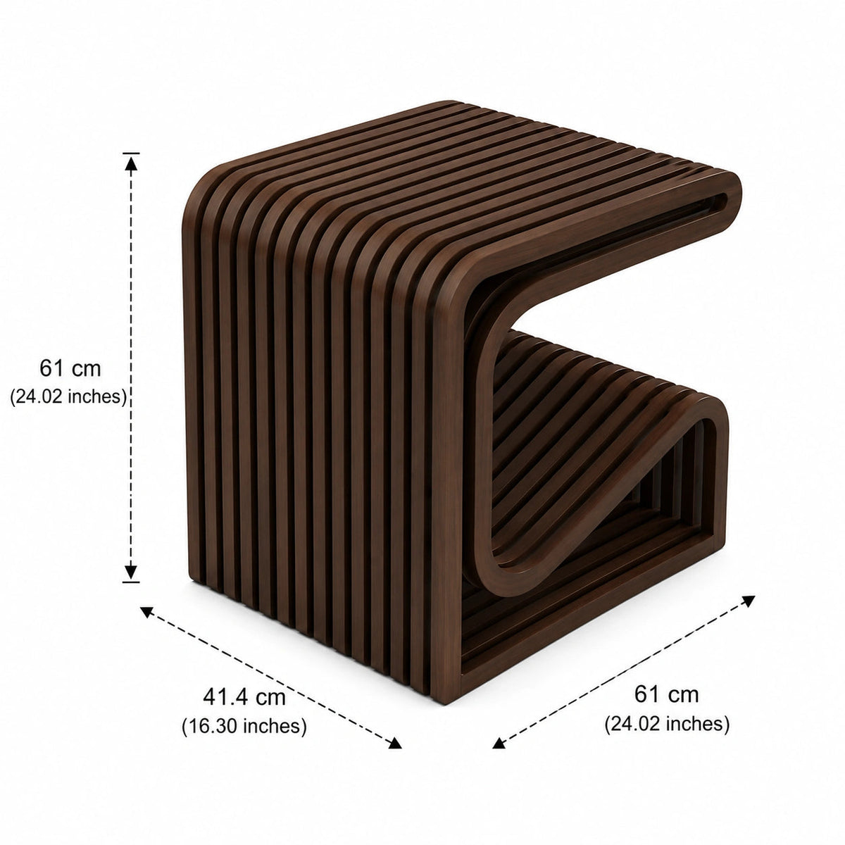 RegalNest C-Shaped Solid Wood Side Table