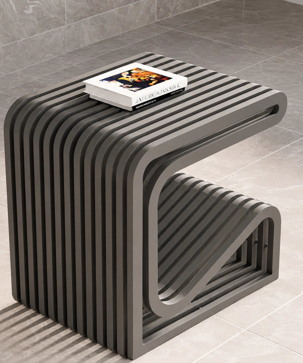 RegalNest C-Shaped Solid Wood Side Table