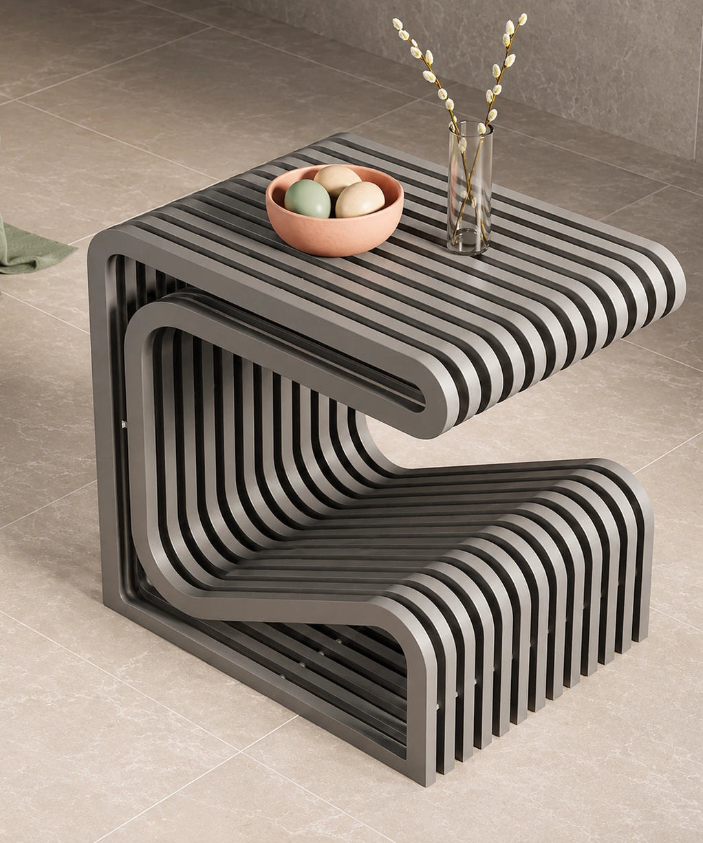 RegalNest C-Shaped Solid Wood Side Table