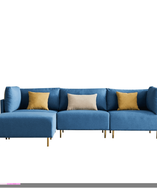 Ronaldo Sectional Sofa Set in Blue Color With Ottoman - Oak Inside