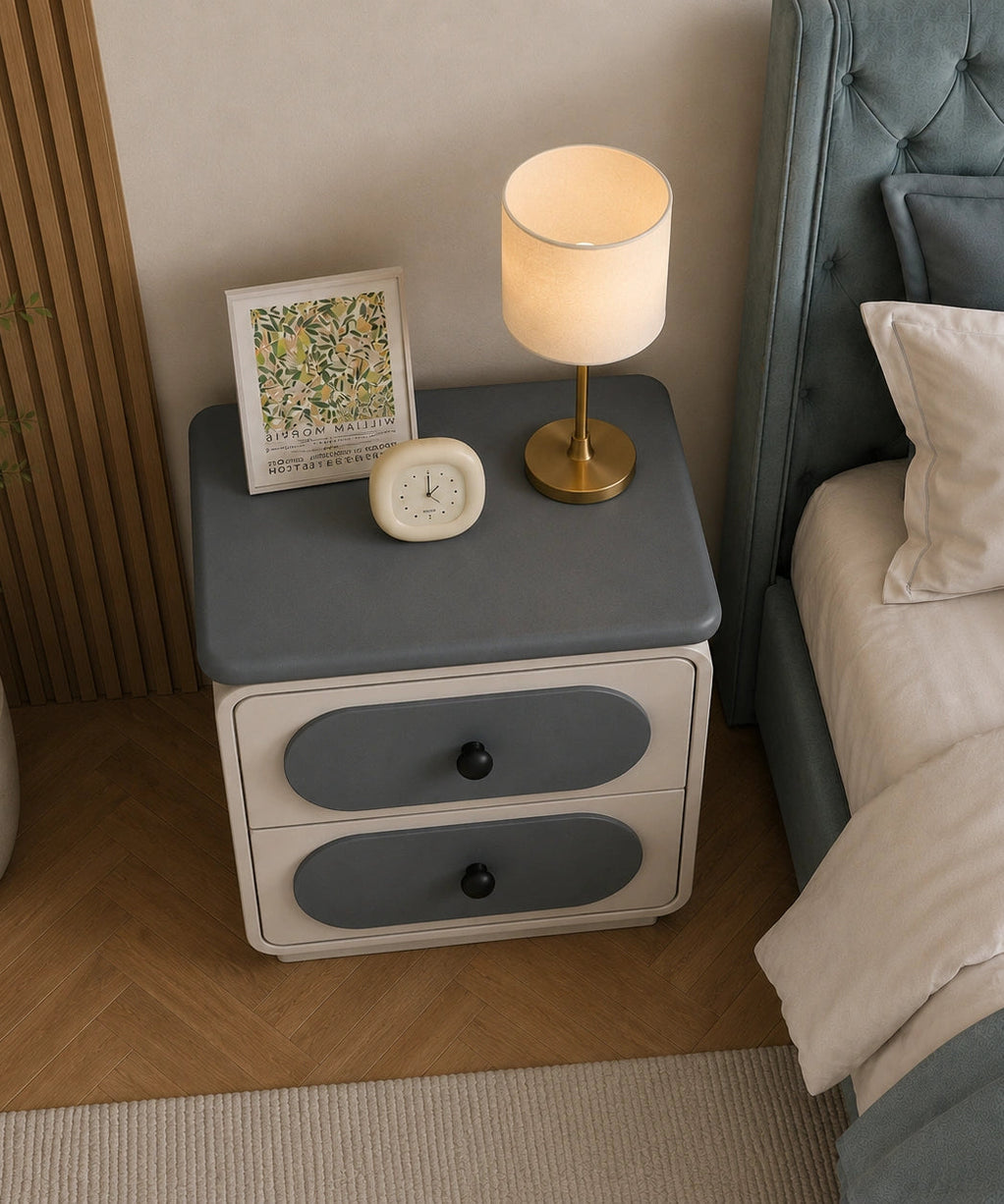 Urban Dual Tone Solid Wood Bedside Table with 2 Drawers