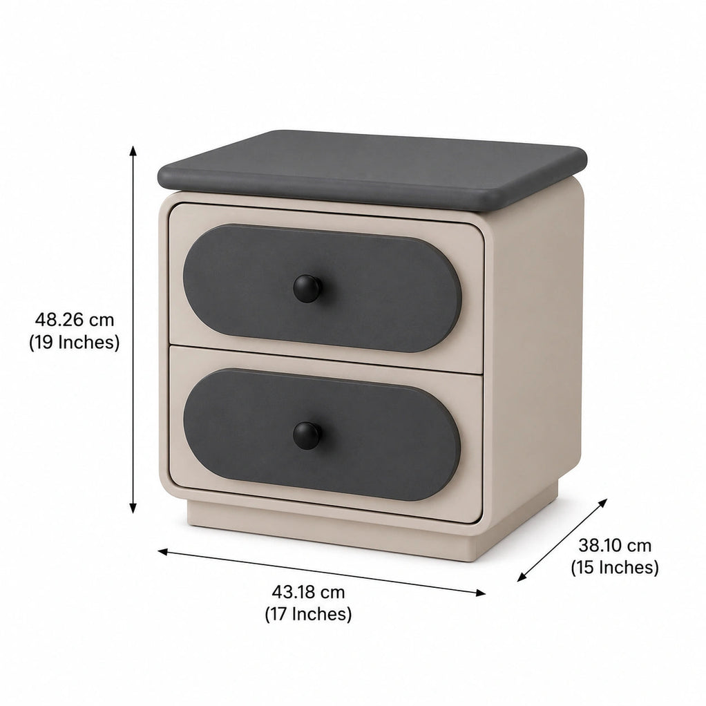 Urban Dual Tone Solid Wood Bedside Table with 2 Drawers