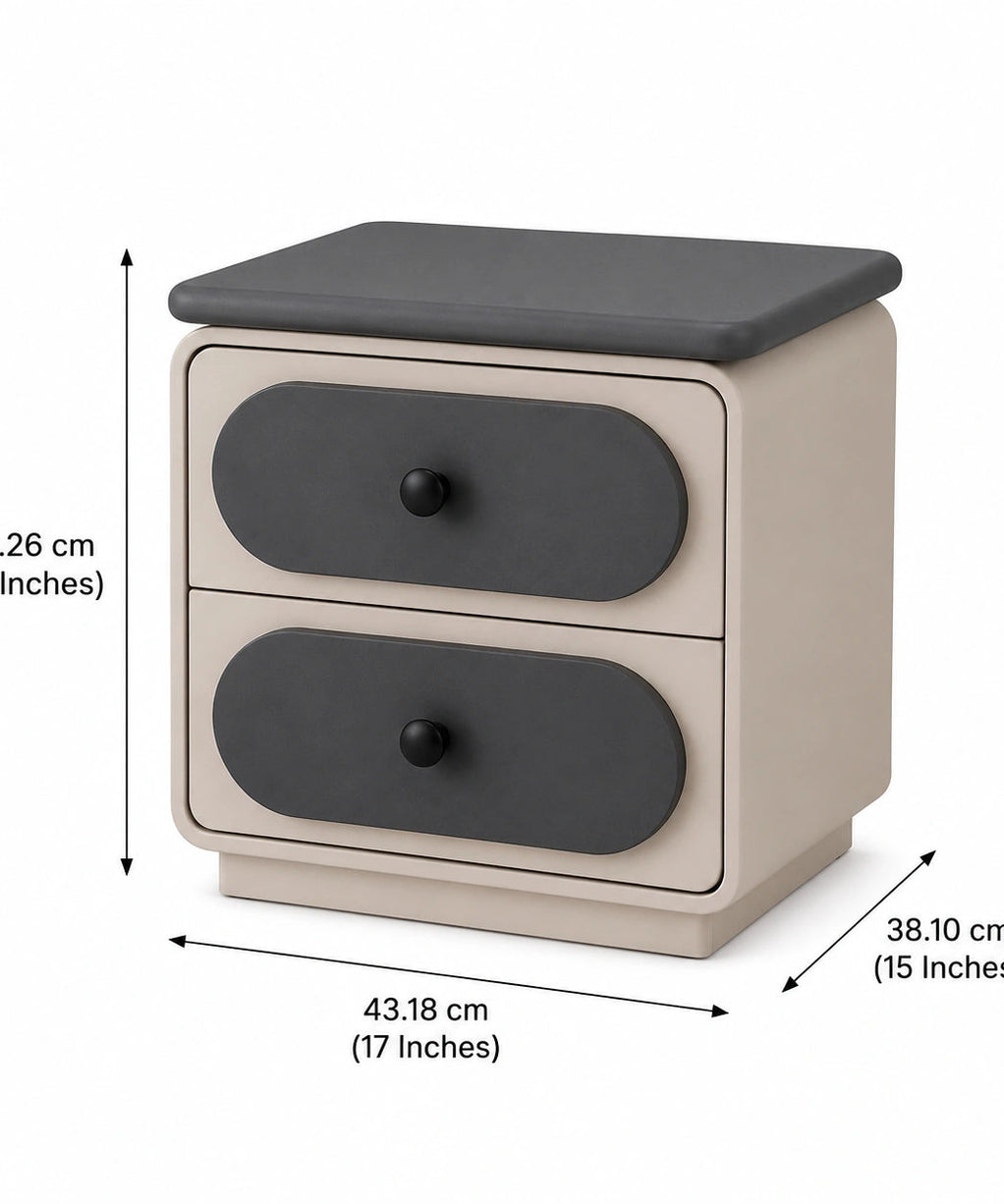 Urban Dual Tone Solid Wood Bedside Table with 2 Drawers