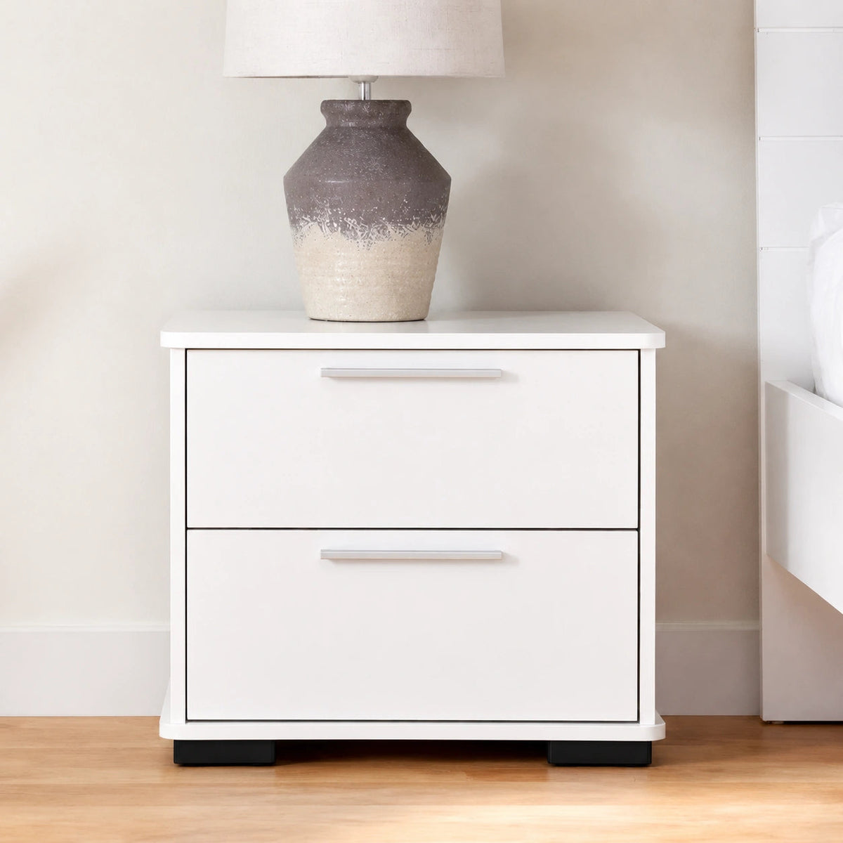 VelvetCraft Solid Wood 2 Drawer Bedside Table - Furely