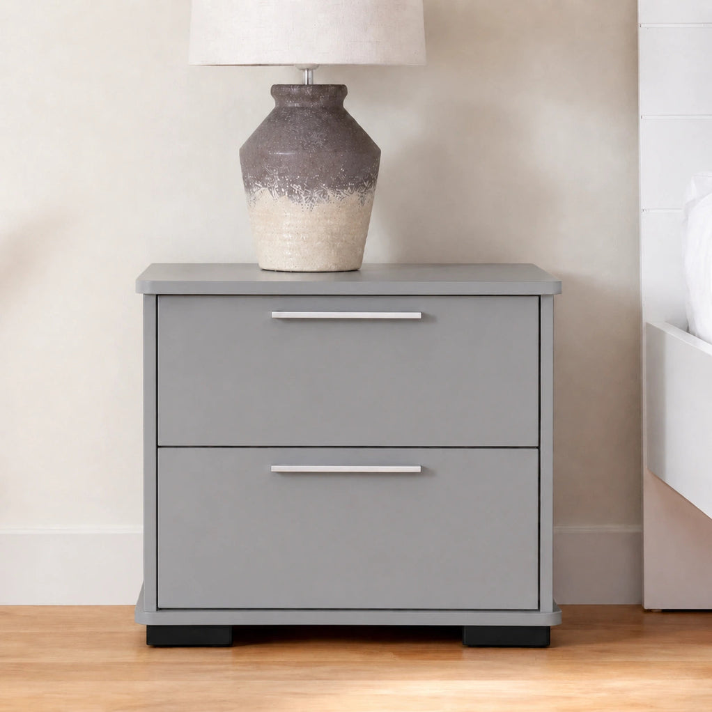 VelvetCraft Solid Wood 2 Drawer Bedside Table - Furely