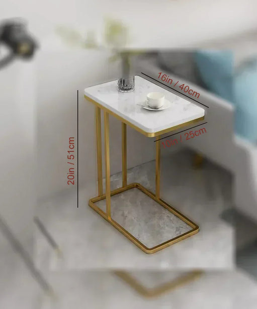 Lexus Side Table in Stainless Steel with Marble Top