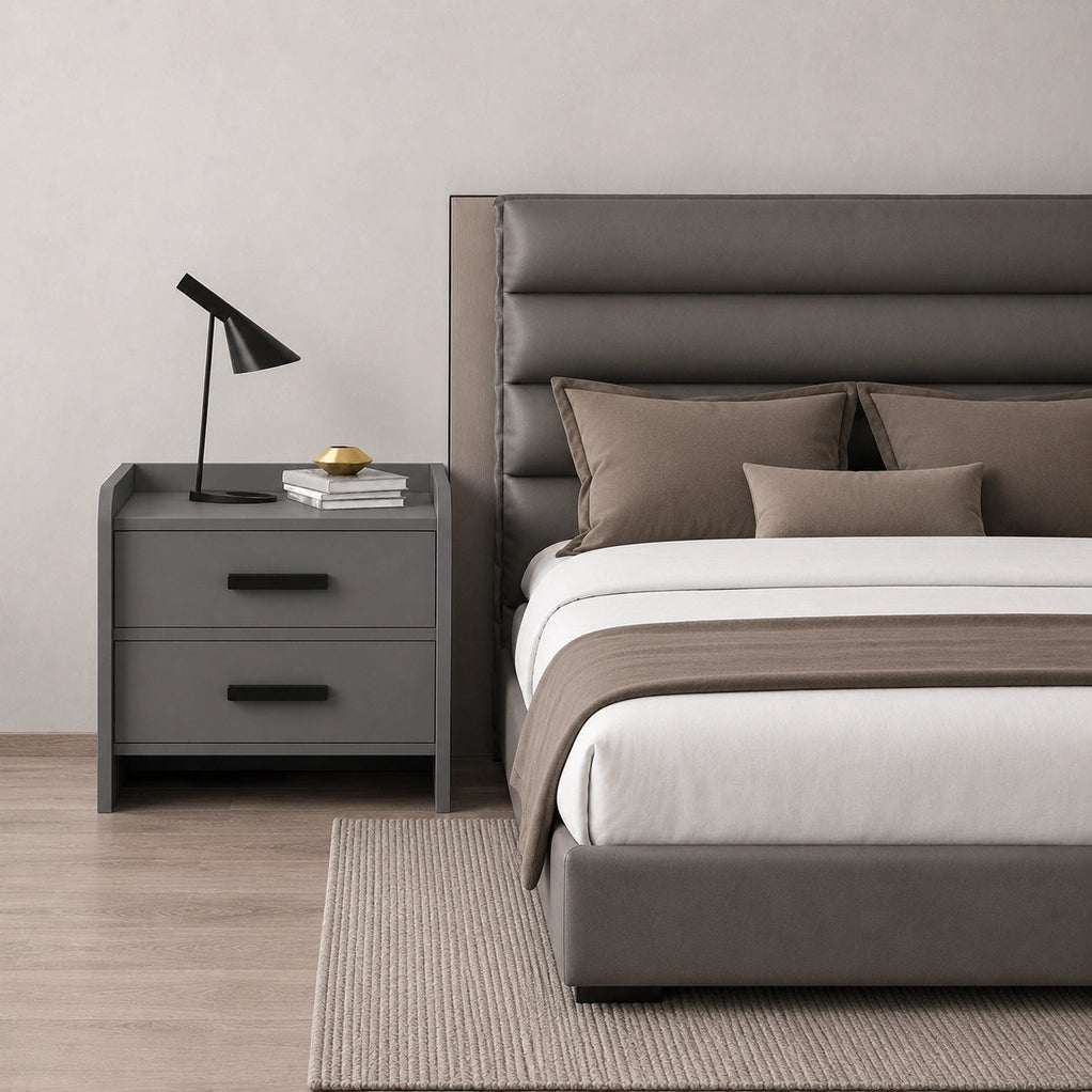 Windsor Solid Wood Bedside Table with 2 Drawers Storage