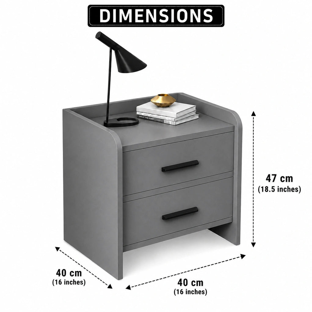 Windsor Solid Wood Bedside Table with 2 Drawers Storage