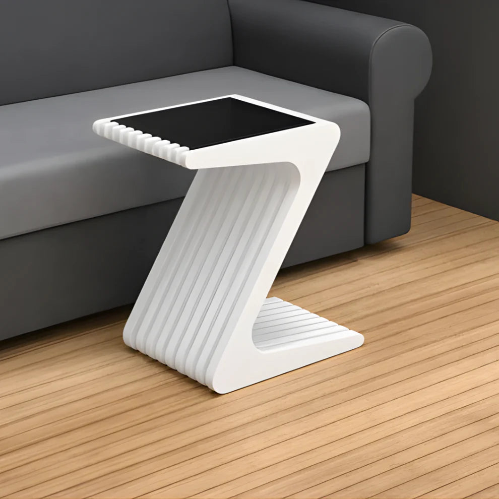 MajesticLuxe Z-Shaped Solid Wood Side Table