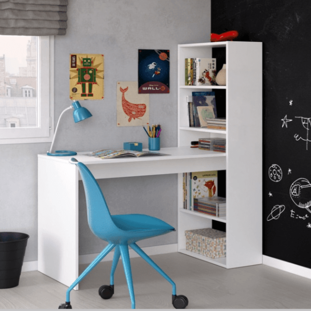 Dollar Study Table in White Colour - Oak Inside