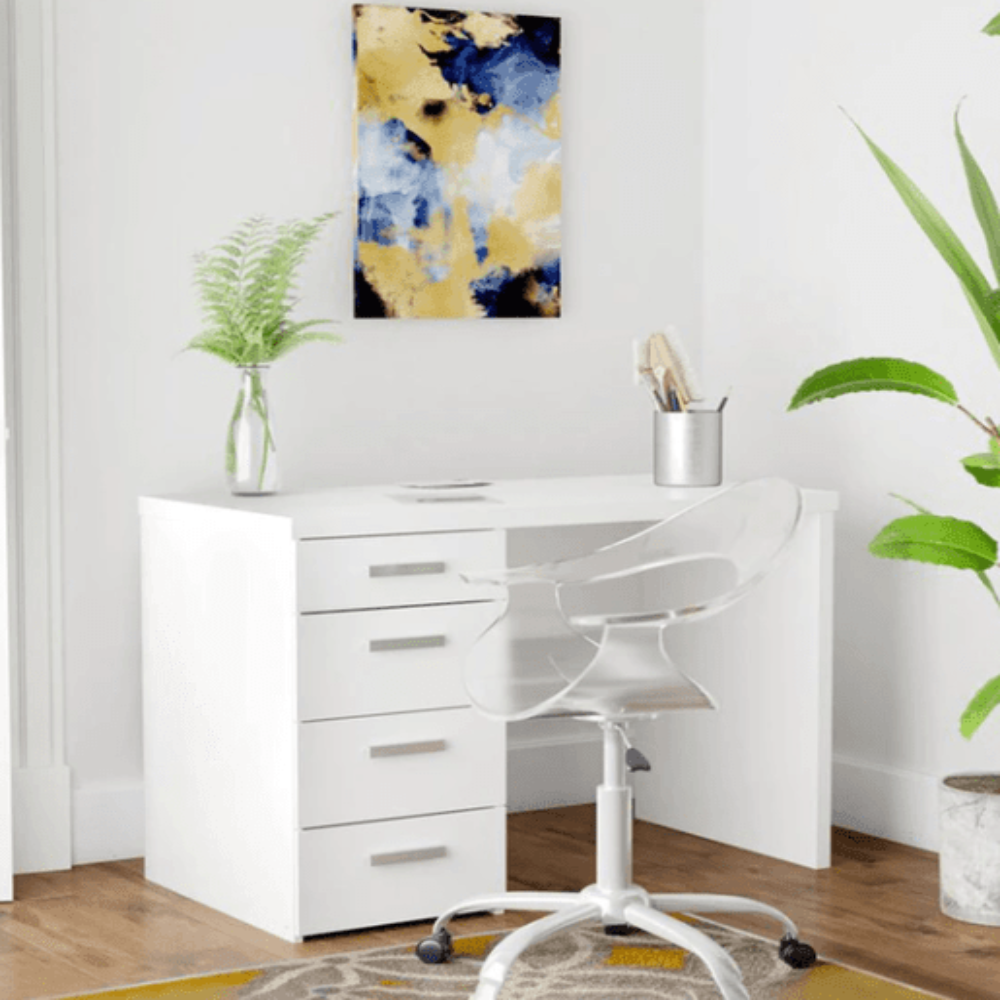 Class Apart Study Table in White Colour - Oak Inside