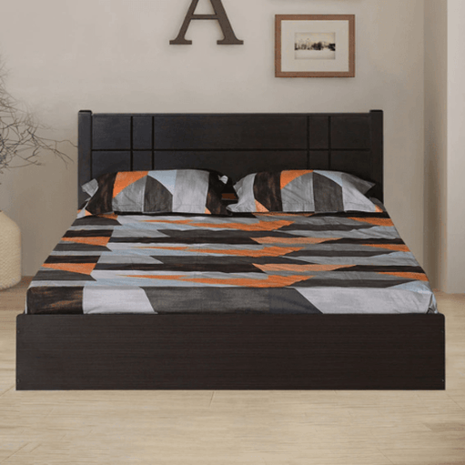 Cleopatra Bed with Storage in Brown Finish - Oak Inside