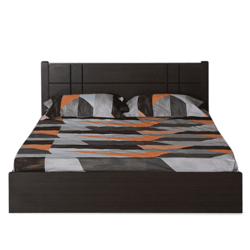 Cleopatra Bed with Storage in Brown Finish - Oak Inside
