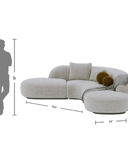 Buccky Luxury Sectional Sofa in Brooklyn Fabric